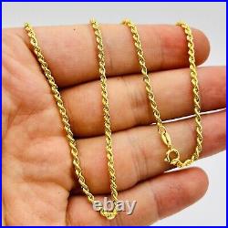 9ct Real Yellow Gold 2mm Twisted Rope Link Chain Necklace 16 18 20 22 24