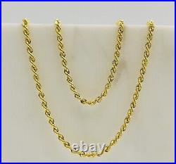 9ct Real Yellow Gold 2mm Twisted Rope Link Chain Necklace 16 18 20 22 24