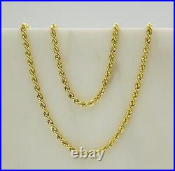 9ct Real Yellow Gold 2mm Twisted Rope Link Chain Necklace 16 18 20 22 24