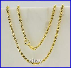 9ct Real Yellow Gold 2mm Twisted Rope Link Chain Necklace 16 18 20 22 24