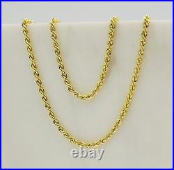 9ct Real Yellow Gold 2mm Twisted Rope Link Chain Necklace 16 18 20 22 24