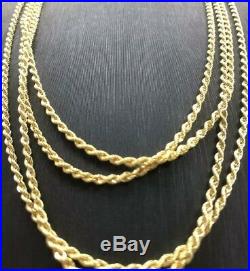9ct Rope Chain 375 Hallmarked Solid Yellow Gold Necklace Brand New 2MM ALL SIZE