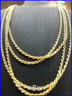 9ct Rope Chain 375 Hallmarked Solid Yellow Gold Necklace Brand New 2MM ALL SIZE