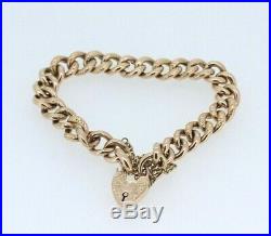 9ct Rose Gold Edwardian Hollow Curb Padlock Bracelet & Safety Chain