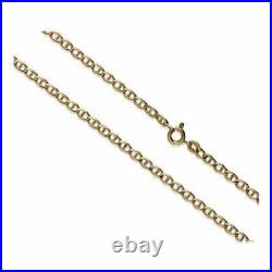 9ct Solid Gold Faceted Flat Marine/Anchor Link Chain Necklace 19.5 Hallmarked