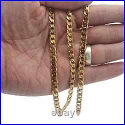 9ct Solid Gold Flat Curb Necklace Used Vintage Long Chain Mens Ladies 20g 45cm