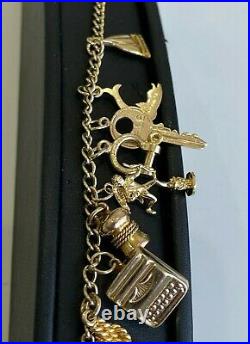 9ct Solid Gold & Twelve Charm Bracelet 18.42g / 18cm
