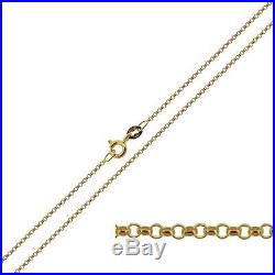 9ct Solid Yellow Gold 14 30 inch 1.2mm Belcher Link Chain Necklace