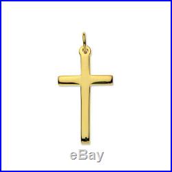 9ct Solid Yellow Gold Small Plain Cross and Chain 22x13mm Quality UK 375 HM