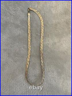 9ct Three Colour Gold Herringbone Necklace