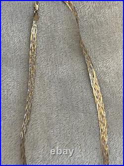 9ct Three Colour Gold Herringbone Necklace