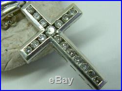 9ct White Gold Diamonds Cross Pendant On 18 Inch Chain 0.35 Carats