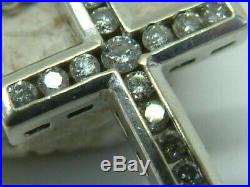 9ct White Gold Diamonds Cross Pendant On 18 Inch Chain 0.35 Carats