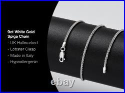 9ct White Gold Spiga Jewellery Chain 16-20 Necklace Hallmarked