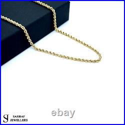 9ct Yellow Genuine Gold Twisted Rope Link Necklace 2MM 22 Inch Chain Brand New