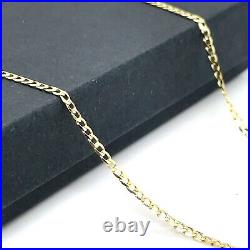 9ct Yellow Gold 1.5mm Flat Curb Link Chain Necklace 16 18 20 22 24 New