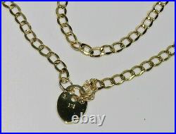 9ct Yellow Gold 18 inch Curb Chain Necklace Heart Padlock Clasp