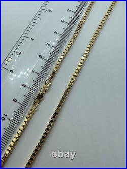 9ct Yellow Gold 2.1mm Box Venetian Link Neck Chain 20 / 50cm Chain (0585)