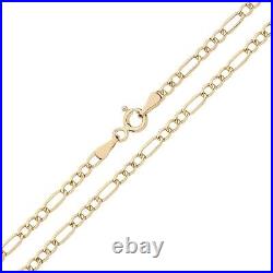 9ct Yellow Gold 20 inch Figaro Chain Necklace 2.5mm Width UK Hallmarked Curb