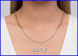 9ct Yellow Gold 22 inch Figaro Chain Necklace 2.5mm Width UK Hallmarked Curb