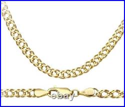 9ct Yellow Gold 24 inch Double Curb Chain Necklace 3.5mm UK Hallmarked