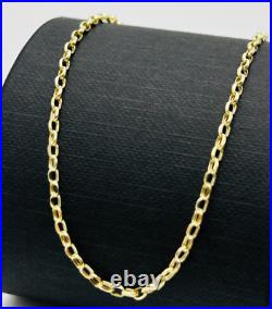 9ct Yellow Gold 2mm Oval Link Belcher Hallmarked Chain 16 18 20 22 24 New