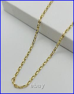 9ct Yellow Gold 2mm Oval Link Belcher Hallmarked Chain 16 18 20 22 24 New