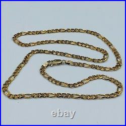 9ct Yellow Gold 3mm Figaro Link 20 Necklace Chain #774