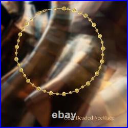 9ct Yellow Gold Beaded Chain Necklace 16 inch Full Beads Chocker Chocker 375