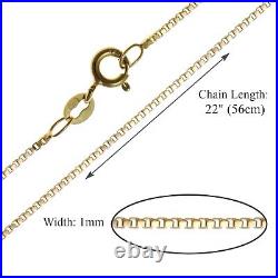 9ct Yellow Gold Box Chain Necklace 3.25g 22 (55cm) Comes in a gift box