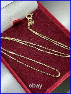 9ct Yellow Gold Box classic Chain Necklace Unisex 15.5 inches