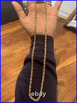 9ct Yellow Gold Byzantine/ Etruscan Square link chain 57.1g Hallmarked 25X 4mm