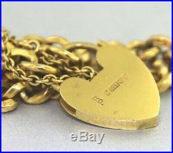 9ct Yellow Gold CURB LINK BRACELET With HEART PADLOCK English Hallmarked