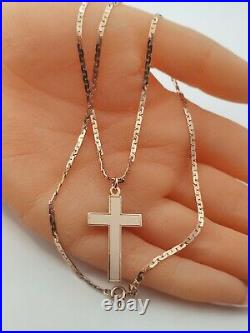 9ct Yellow Gold Cross Pendant On Fancy Link Chain Necklace