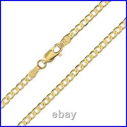 9ct Yellow Gold Curb Chain Necklace 16 18 20 22 24 Solid 3mm Link