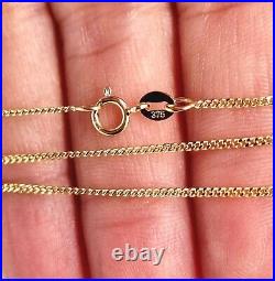 9ct Yellow Gold Curb Link Chain Necklace 1.2mm 9 Carat Choose your size