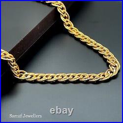9ct Yellow Gold DOUBLE CURB CHAIN Necklace Men&Women 4.7mm 16 18 20 22 24