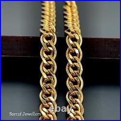 9ct Yellow Gold DOUBLE CURB CHAIN Necklace Men&Women 4.7mm 16 18 20 22 24