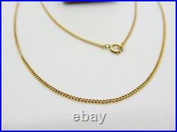 9ct Yellow Gold Diamond Cut Curb Link Chain Necklace Vintage c1970 60cm Length