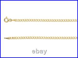 9ct Yellow Gold Diamond Cut Flat Hollow Curb Chain 16/40cm-20/50cm Hallmarked