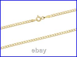 9ct Yellow Gold Diamond Cut Flat Hollow Curb Chain 16/40cm-20/50cm Hallmarked