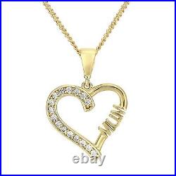 9ct Yellow Gold Diamond MUM Heart Pendant Necklace + 18 inch Chain