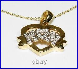 9ct Yellow Gold Diamond MUM Heart Pendant and Chain