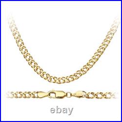 9ct Yellow Gold Double Curb Chain 3.5mm Wide By Citerna 16 18 20 22 24 Inch Long