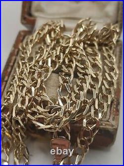 9ct Yellow Gold Fancy Link Double Curb Chain Necklace