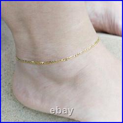 9ct Yellow Gold Figaro Chain Anklet 10 Inch Ankle Bracelet Hallmarked