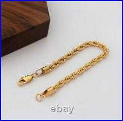 9ct Yellow Gold Filled Ladies Rope Chain Bangle Bracelet 7.5 Gift