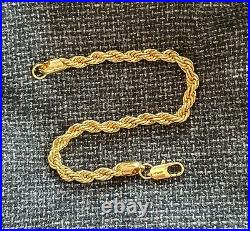 9ct Yellow Gold Filled Ladies Rope Chain Bangle Bracelet 7.5 Gift
