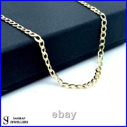 9ct Yellow Gold Flat CURB Chain Necklace Men Women 2mm 16 18 20 22 24 inch
