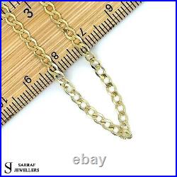 9ct Yellow Gold Flat CURB Chain Necklace Men&Women 3mm 16 18 20 22 24 inch